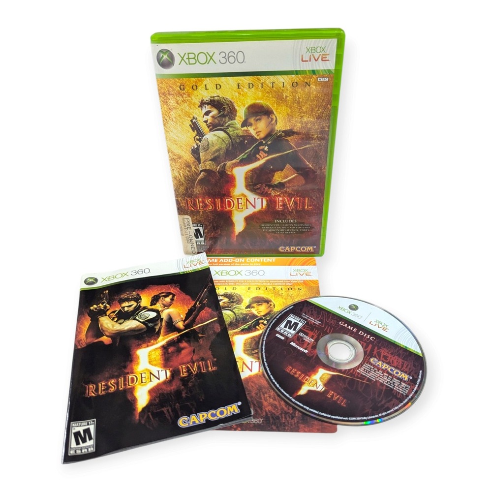 Resident Evil 5 Gold Edition Capcom Microsoft Xbox 360 Horror Game CIB